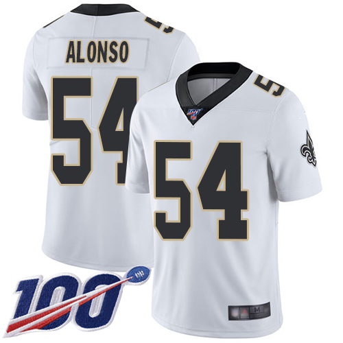 Men New Orleans Saints Limited White Kiko Alonso Road Jersey NFL Football #54 100th Season Vapor Untouchable Jersey->women nfl jersey->Women Jersey